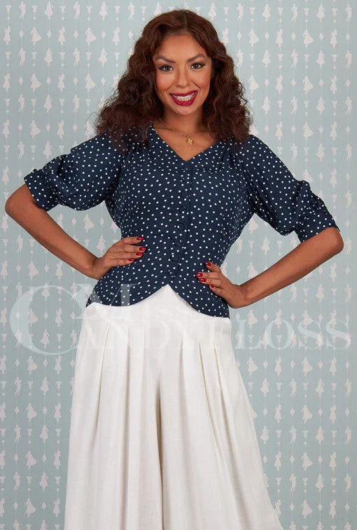 Boronia-Lee Polka Dot 1940s-inspired viscose blouse by Miss Candyfloss Soft fabric unclassified dresses