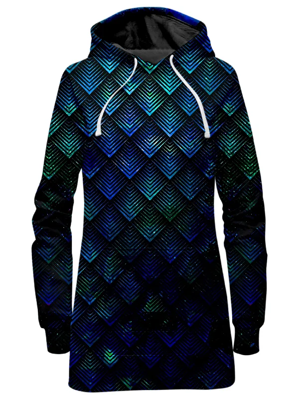 Galactic Dragon Scale Teal Hoodie Dress Elegant unclassified dresses