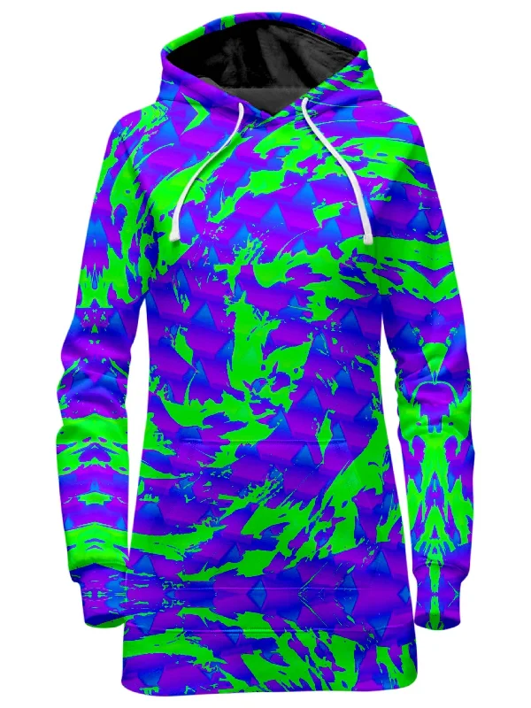 Green and Purple Hypno Splatter Hoodie Dress Bold pattern unclassified dresses