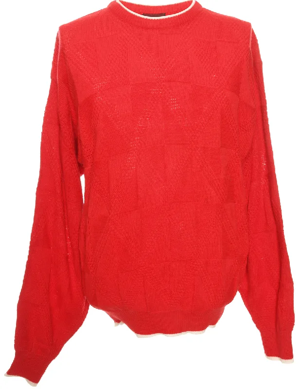 Hand Knitted Red Jumper - L Women's unclassified dresses