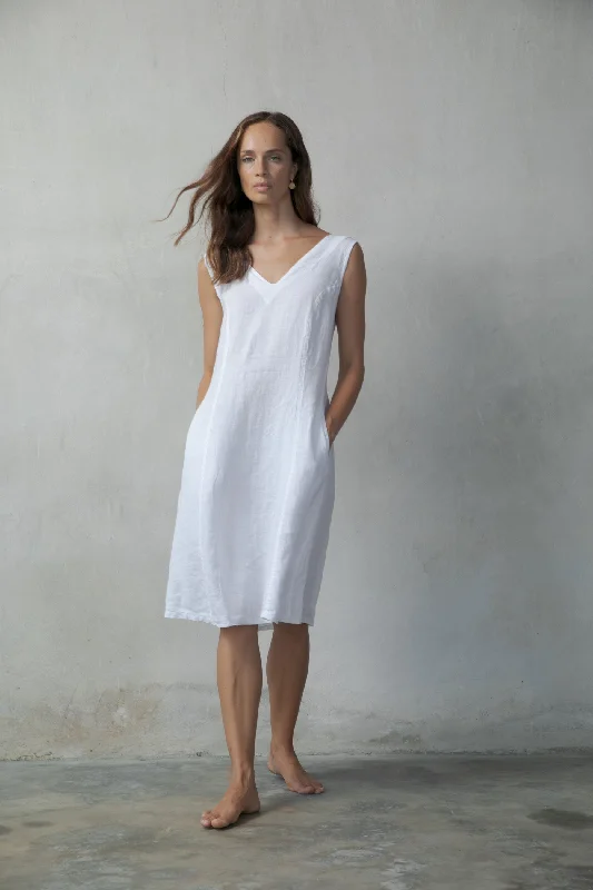 L'origami Linen Slip Dress White Beach unclassified dresses