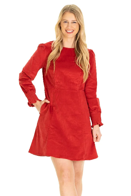 Marina Dress in Red Corduroy Petite unclassified dresses