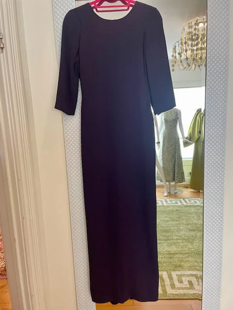 Navy Blue Silk Crepe Dress by Carolina Herrera Lounge unclassified dresses