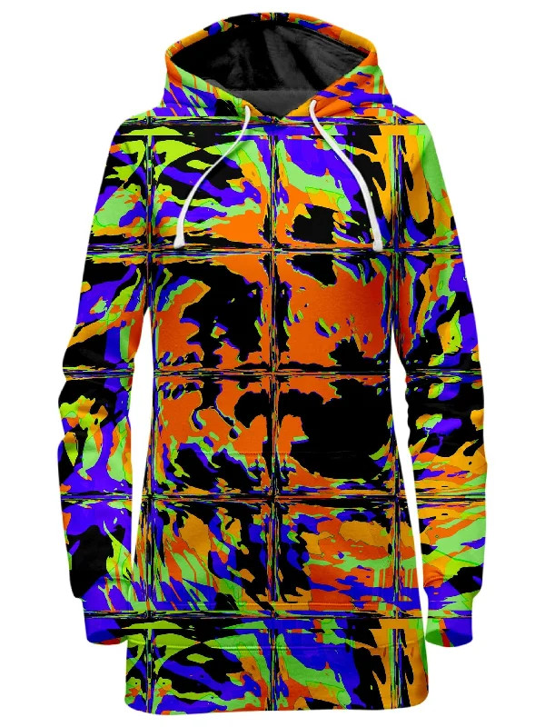 Orange Violet Rave Glitch Hoodie Dress Vacation unclassified dresses