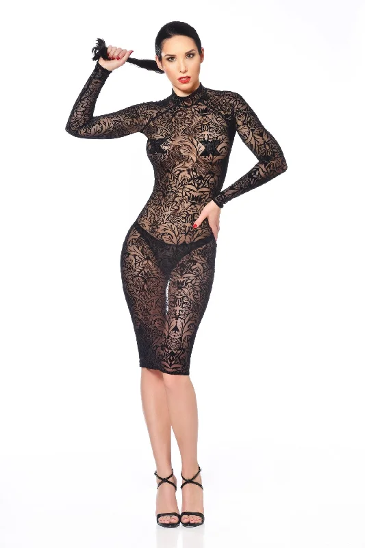 Azia Maori Dress Fetish Dresses | Black Mesh Halter unclassified dresses