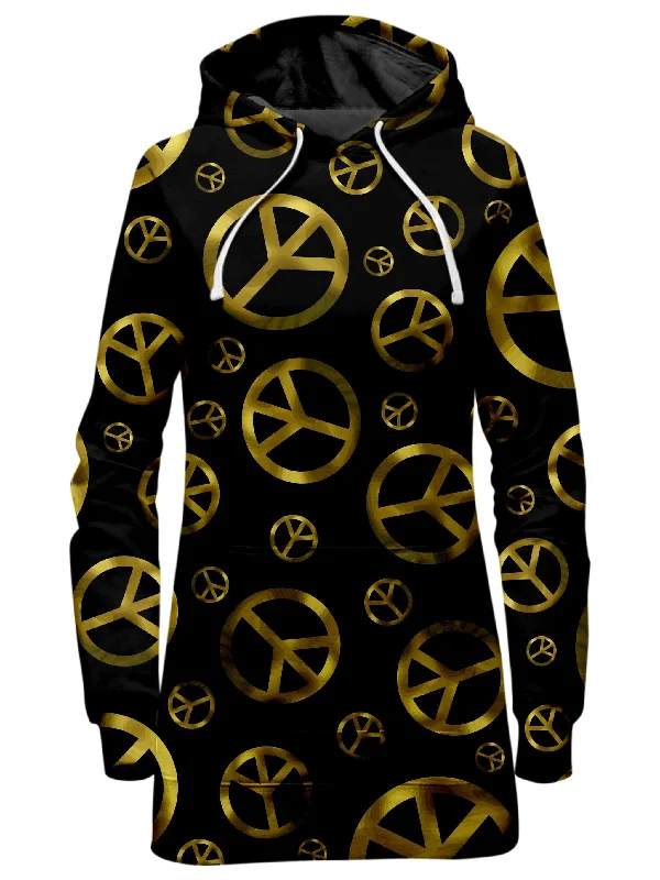 Peace Sign Gold Hoodie Dress Striped unclassified dresses