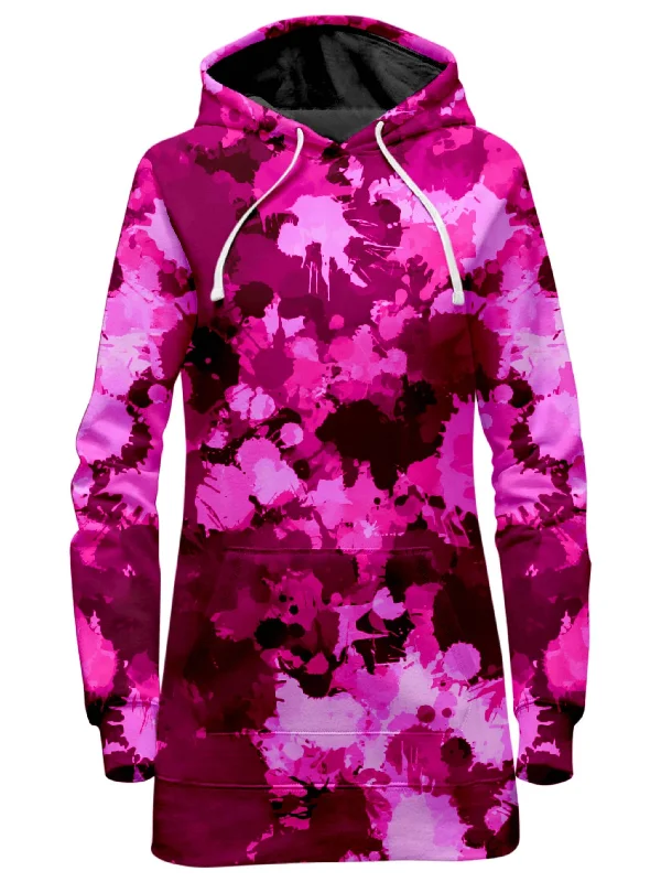 Pink Berry Paint Splatter Hoodie Dress Sleeveless unclassified dresses