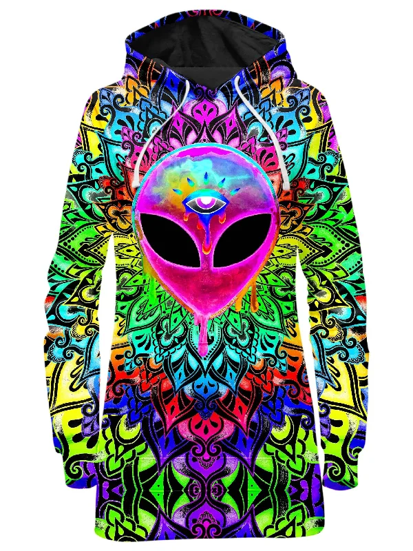 Psy Alien Pink Hoodie Dress Ruched unclassified dresses