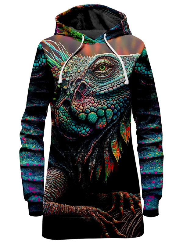 Psychedelic Giant Iguana 2.0 Hoodie Dress Printed unclassified dresses