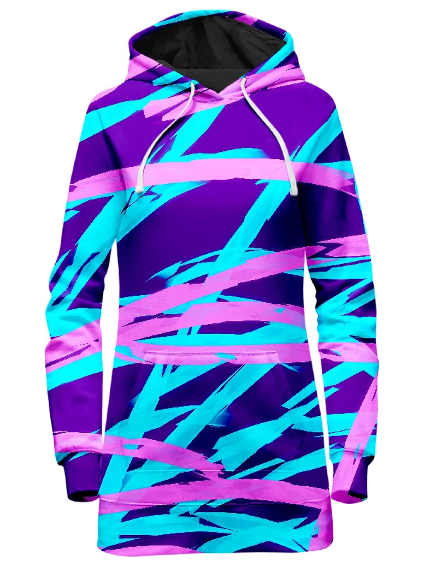 Purple and Blue Rave Abstract Hoodie Dress Stretchy unclassified dresses