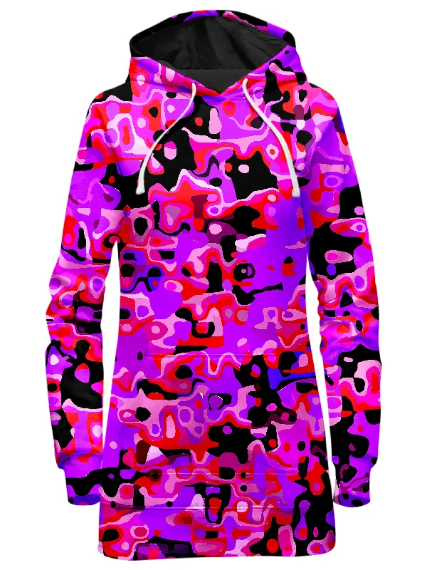 Purple Red and Black Rave Camo Melt Hoodie Dress Popular unclassified dresses