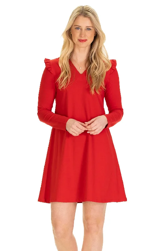 Rebecca Ruffle Dress in Holly Berry Date night unclassified dresses