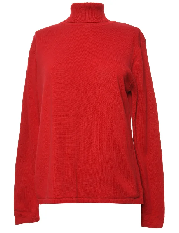 Red Turtleneck Jumper - M Ruched unclassified dresses