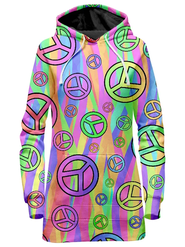 Retro Peace Symbol Hoodie Dress Bold pattern unclassified dresses