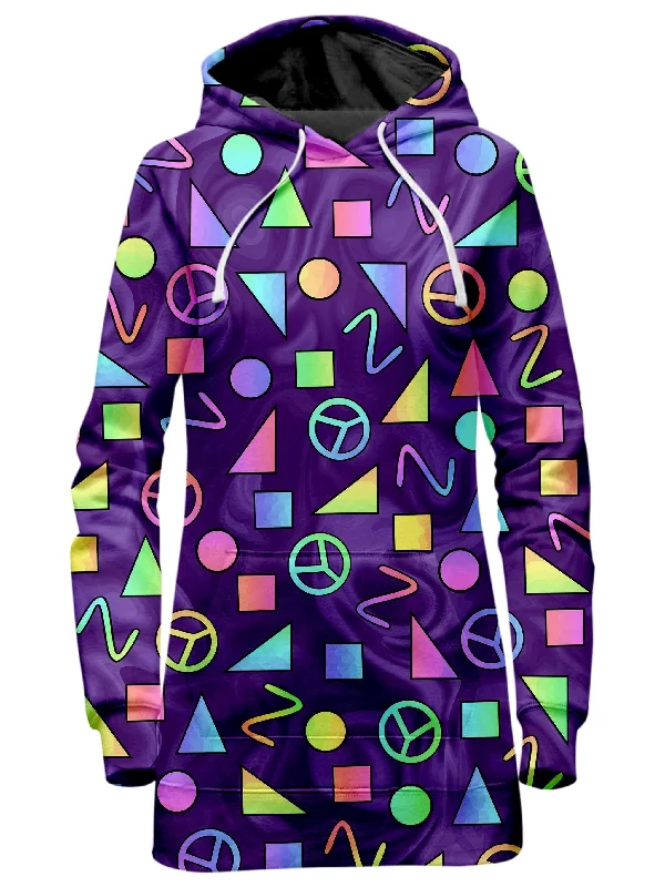 Retro Shapes Peace Symbols Purple Hoodie Dress Casual chic unclassified dresses