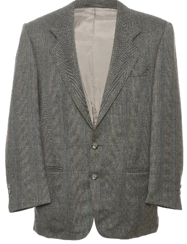 Single Breasted Grey & Blue Blazer - M Designer unclassified dresses