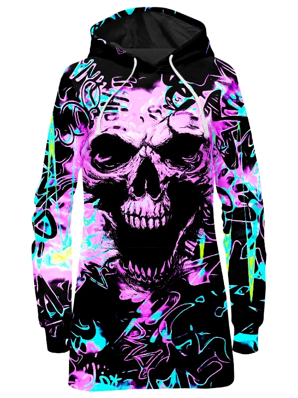 Skull Graffiti Hoodie Dress One-shoulder unclassified dresses