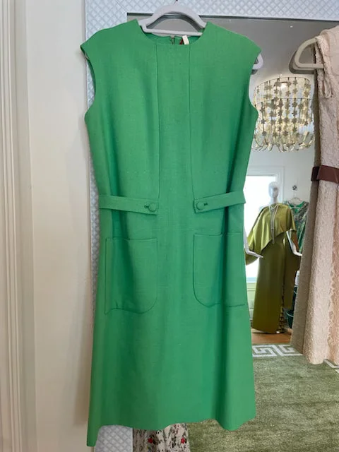 Handmade, Sleeveless Green Linen Dress Summer unclassified dresses