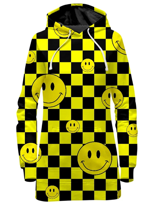 Smile Checkerboard Hoodie Dress Y2K unclassified dresses