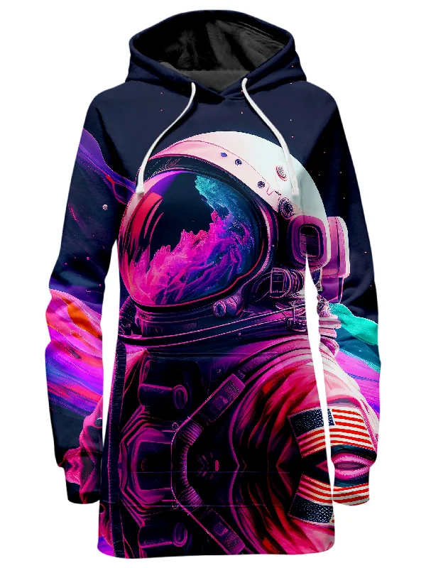 Synthwave Astronaut Hoodie Dress Sleeveless unclassified dresses