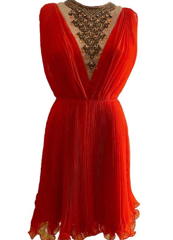 Tangerine Pleated Dress Unique unclassified dresses