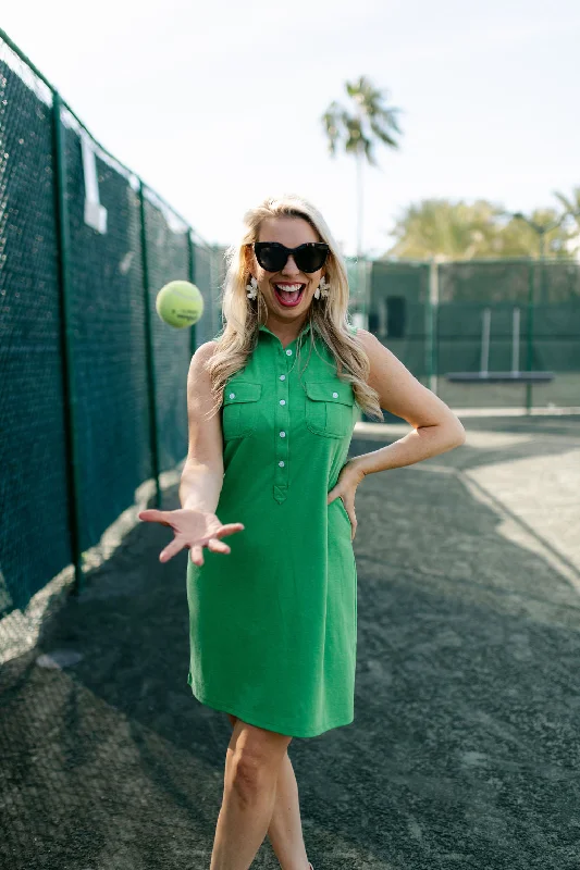 The Pique Opal Dress in Grass Green Short unclassified dresses