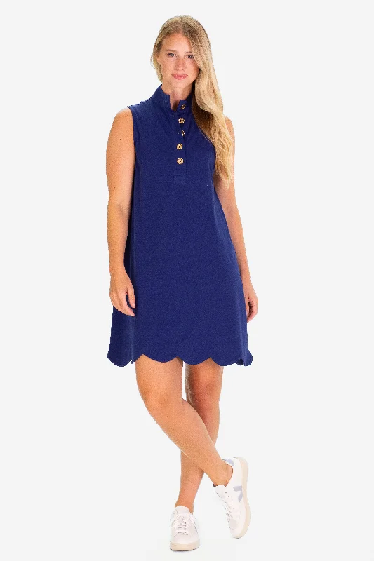 The Pique Scalloped Kingston Dress in Navy Best-selling unclassified dresses