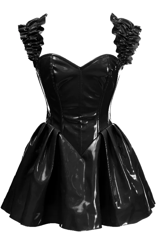 Top Drawer Steel Boned Black Patent PVC Vinyl Corset Dress Vintage unclassified dresses