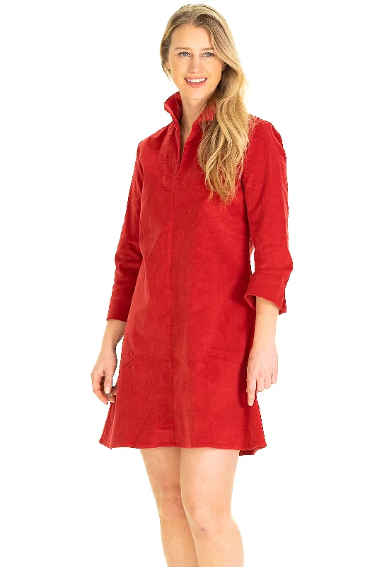 Victoria Dress in Red Corduroy Best-selling unclassified dresses