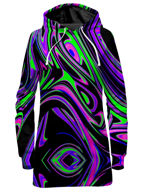 Violet and Lime Blackout Drip Hoodie Dress High-end unclassified dresses