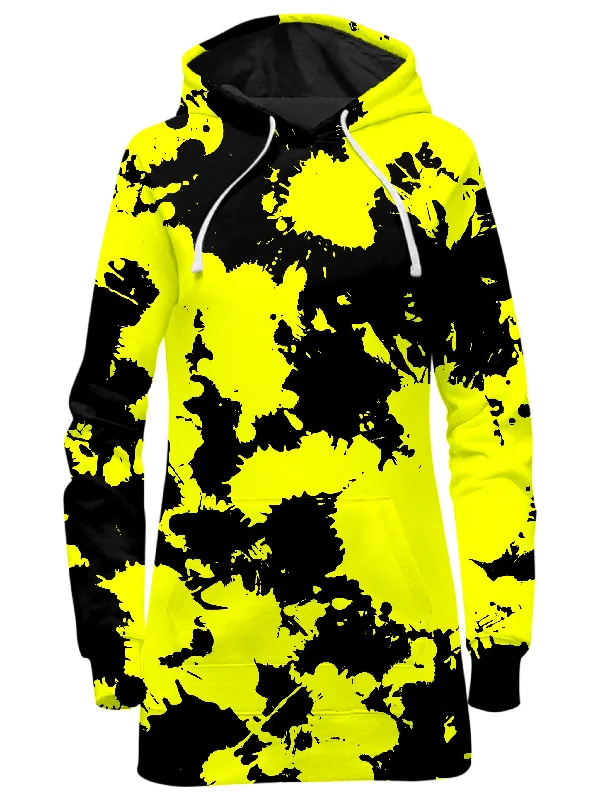 Yellow and Black Paint Splatter Hoodie Dress Graduation unclassified dresses