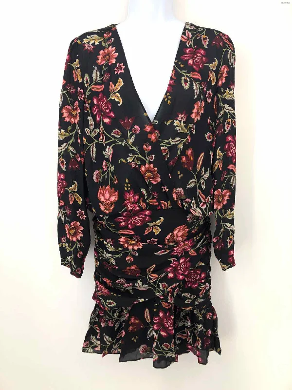 A.L.C. Black Pink Multi Silk Floral Print Longsleeve Size 4  (S) Dress Maternity floral dresses