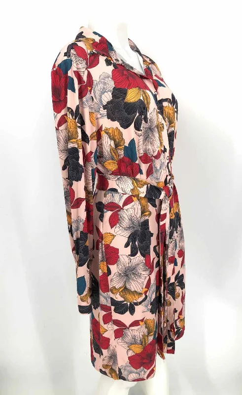 ANATOMIE Lt Pink Red Multi Made in Italy Floral w/belt Size X-LARGE Dress Edgy floral dresses