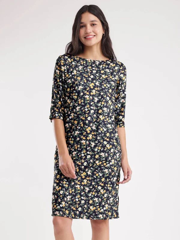 Floral Print Shift Dress - Multicolour Romantic floral dresses