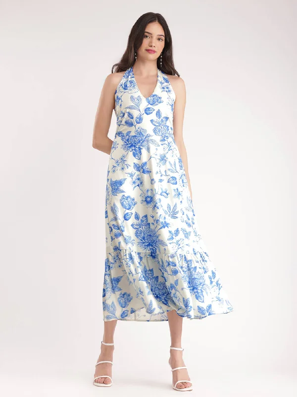 Floral Tiered Dress - Off White Affordable floral dresses