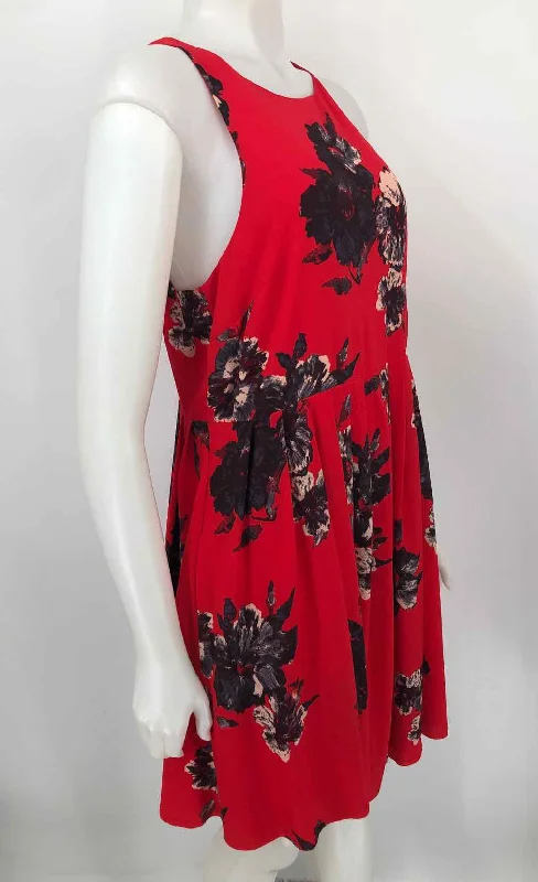 FREE PEOPLE Red Black Floral Sleeveless Size 12  (L) Dress Hot new arrivals in floral dresses