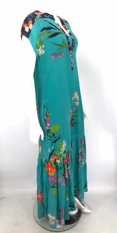 JOHNNY WAS Mint Green Black Multi Rayon Floral w/slip Size X-SMALL Dress Best floral dresses for work