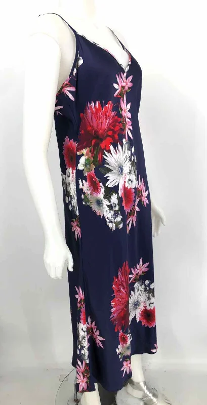 JOHNNY WAS Navy Pink Silk Floral Camisole Size LARGE  (L) Dress Summer floral dresses