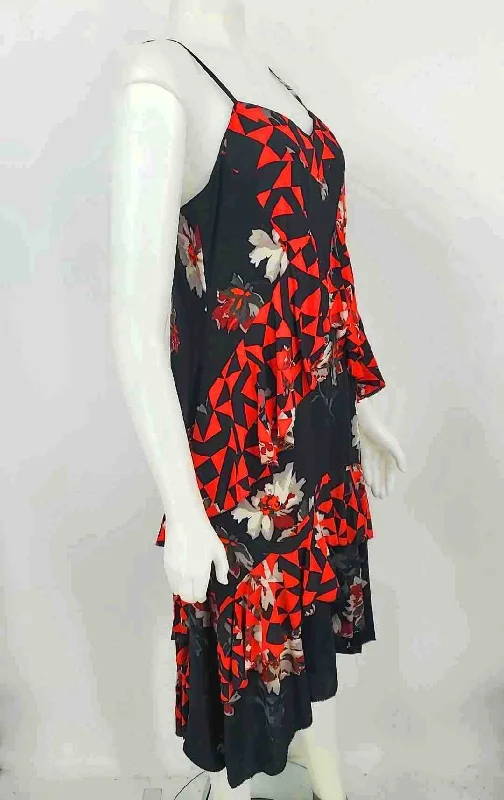 JOIE Navy Red Multi Print Hi-Low Size 10  (M) Dress Lightweight floral dresses for hot weather