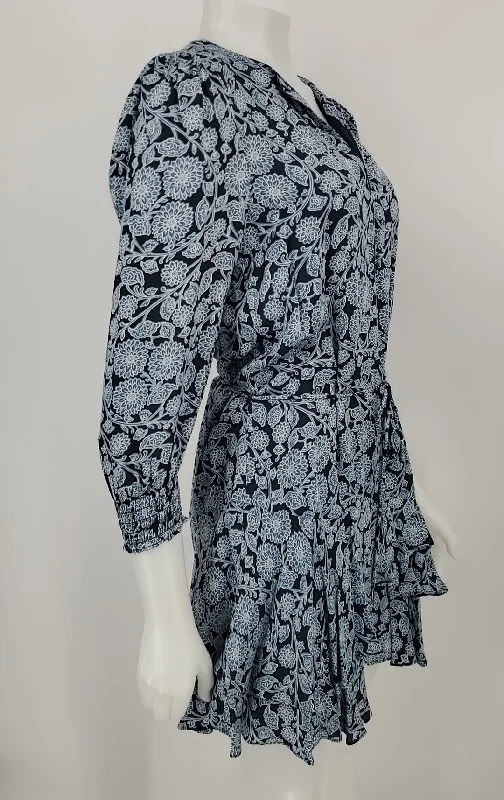 REISS Blue White Floral Longsleeve Size 4  (S) Dress Y2K floral dresses