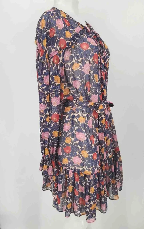 SALONI Blue, Pink Orange Multi Silk Floral Size 4  (S) Dress Urban Outfitters floral dresses