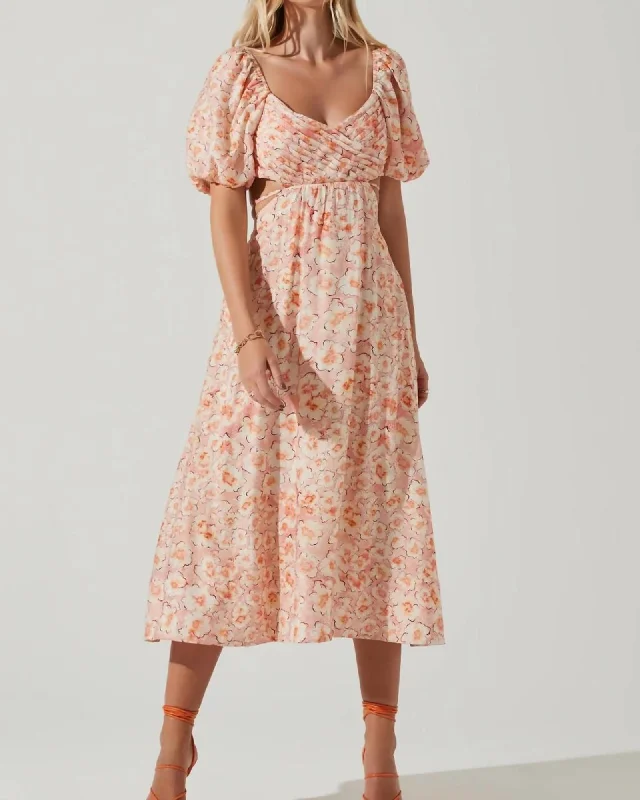 Talina Dress In Orange Floral | Orange Floral Cottagecore floral dresses