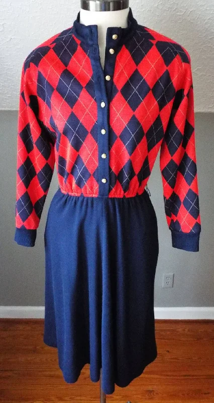 Amazing Vintage Long Sleeve Dress by Dorothy Samuel Pleated A-line Skirt