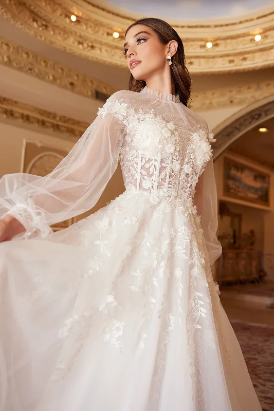 Cinderella Divine A1074W: Enchanting Lace and Beadwork Gown for Timeless Beauty Flowy Lace Dress