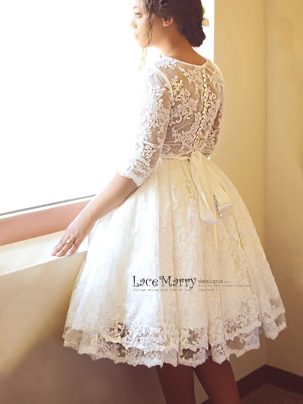 DENISE / Pin-Up Lace Wedding Dress Lace Dress Set