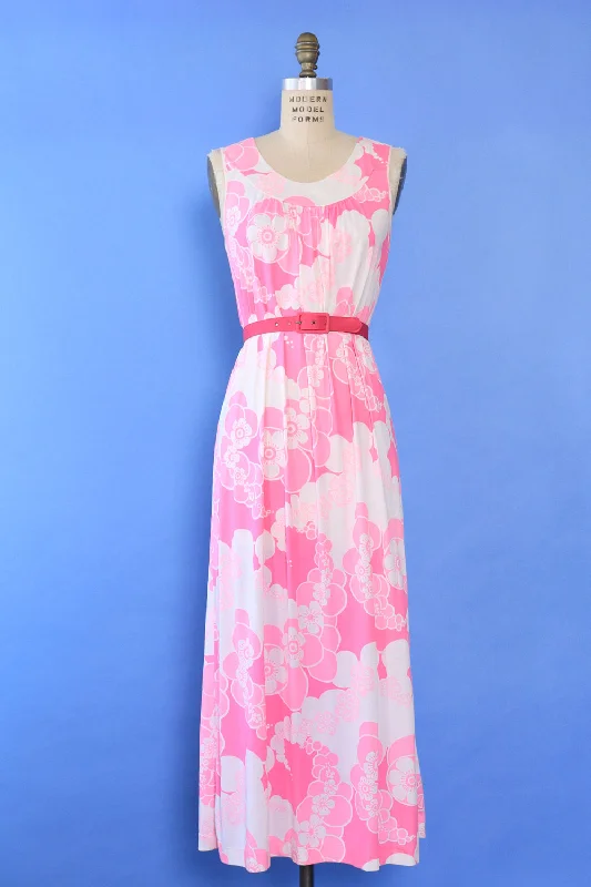 Hot Pink Blossom Maxi S/M Flowing Boho Skirt