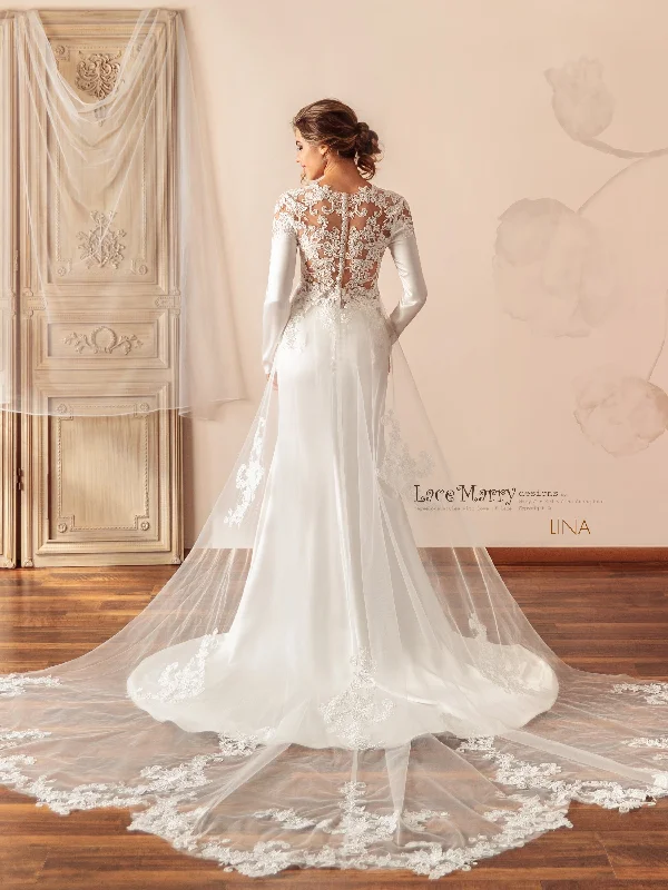 LINA TRAIN / Detachable Tulle Train with Lace Decoration Lace Dress Perfect