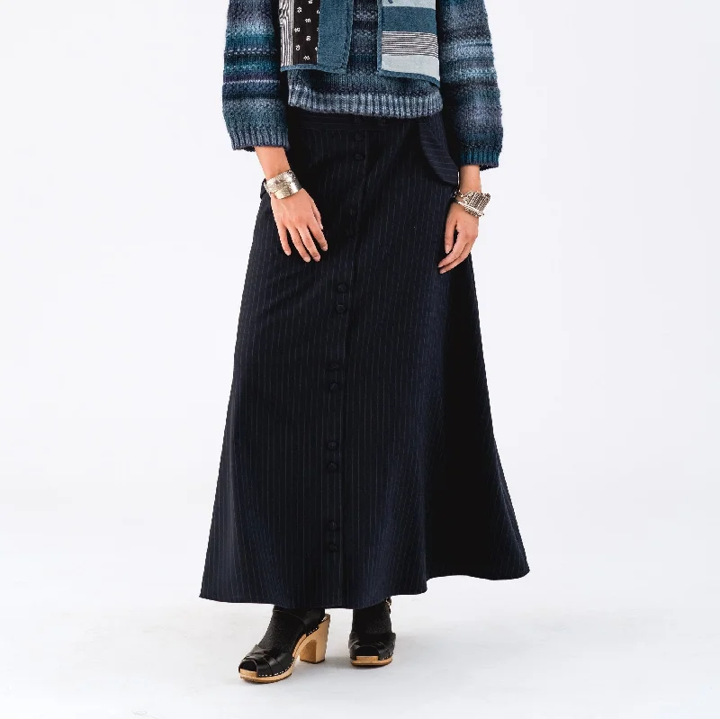 EdenLL Maxi Skirt in Dark Navy Pleated Maxi Skirt