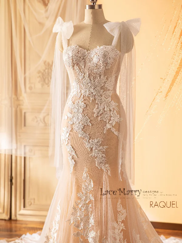 RAQUEL / Sparkling Lace Wedding Dress in Amazing Silhouette Simple Lace Dress