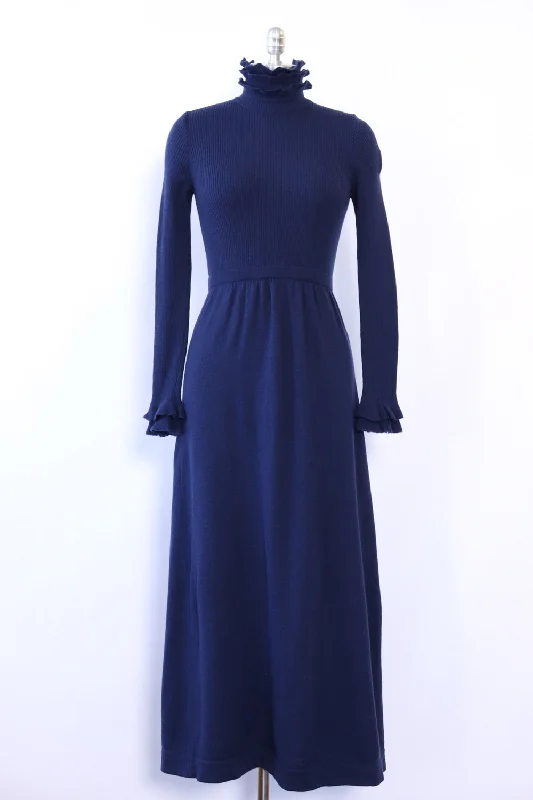 Roncelli Navy Rib Knit Maxi XS-M Comfortable Long Skirt